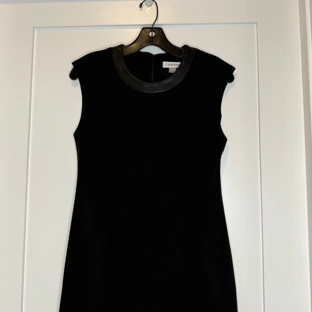 Calvin Klein Black Dress with Leather Collar